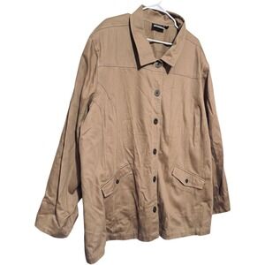 Added Dimensions Catherines Tan Khaki Button Front Utility Jacket Plus Size 5X